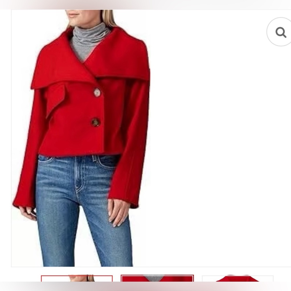 Stylish Red Button-Up Jacket Crop top